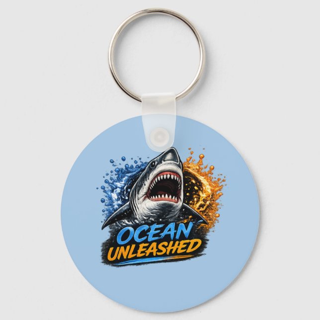 Porte-clés Requin Ocean Unleashed – Éclaboussure audacieuse b (Recto)