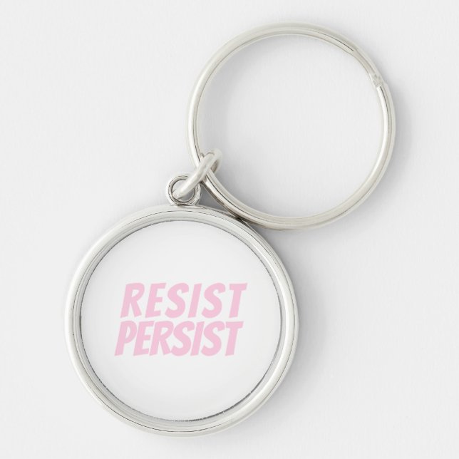 Porte-clés "resist persist" light pink white (Devant)