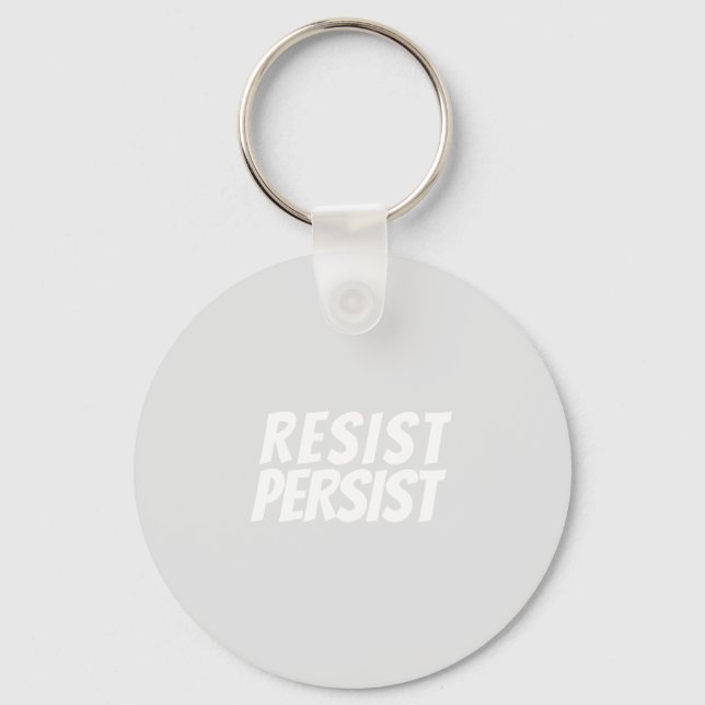 Porte-clés "résister / persister" gris clair blanc - (Recto)