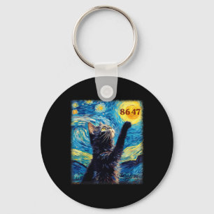 Porte-clés Résistez à Trump 8647 Van Gogh Nuit étoilée Chat n