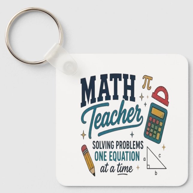 Porte-clés Résolveur de problèmes de professeur de mathématiq (Recto)