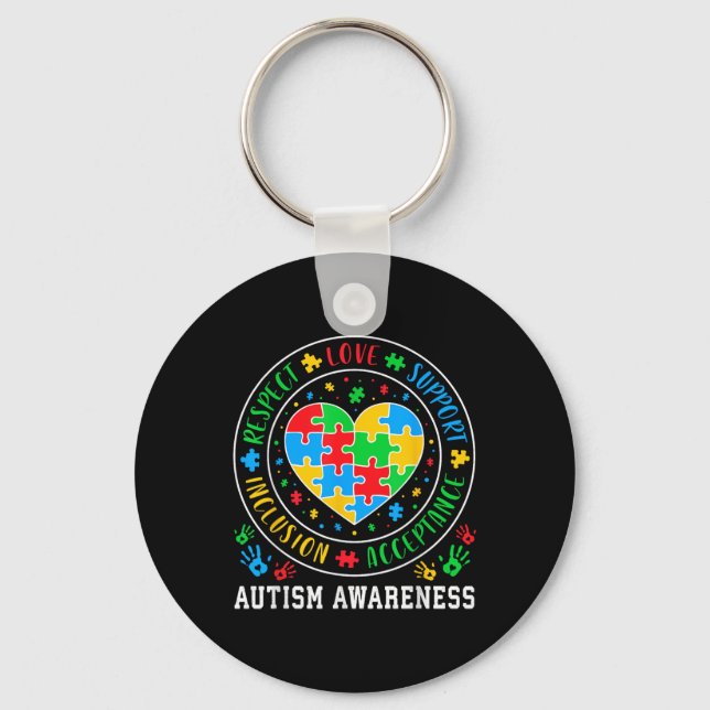 Porte-clés Respect Amour Soutien Acceptation Inclusion Autism (Recto)