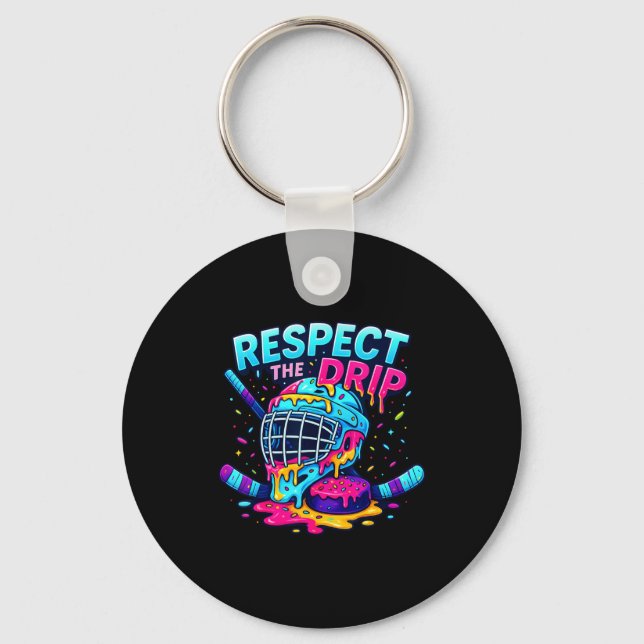 Porte-clés Respect The Drip Ice Hockey Stick &amp; Puck Dripn (Recto)