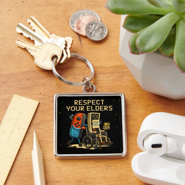 Porte-clés Respect Your Elders Gaming Control Retro Funny (Bureau)