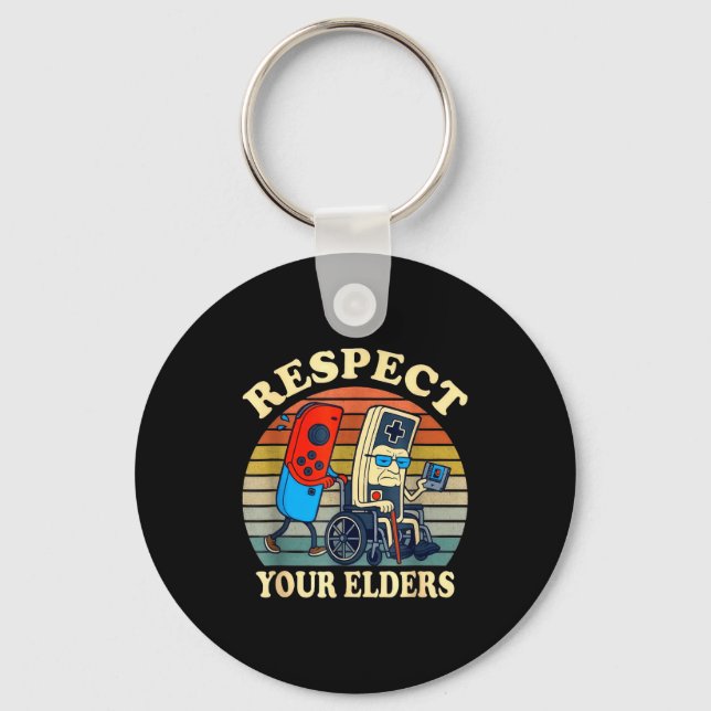 Porte-clés Respect Your Elders Gaming Control Retro Funny Gam (Recto)