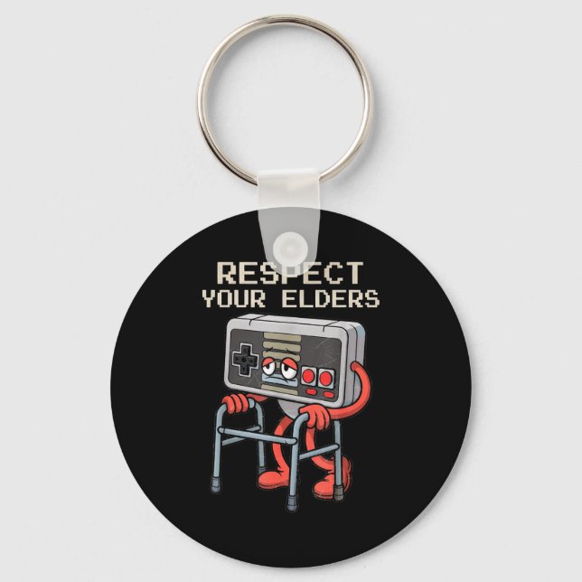 Porte-clés Respect Your Elders Gaming Control Retro Funny Gam (Recto)