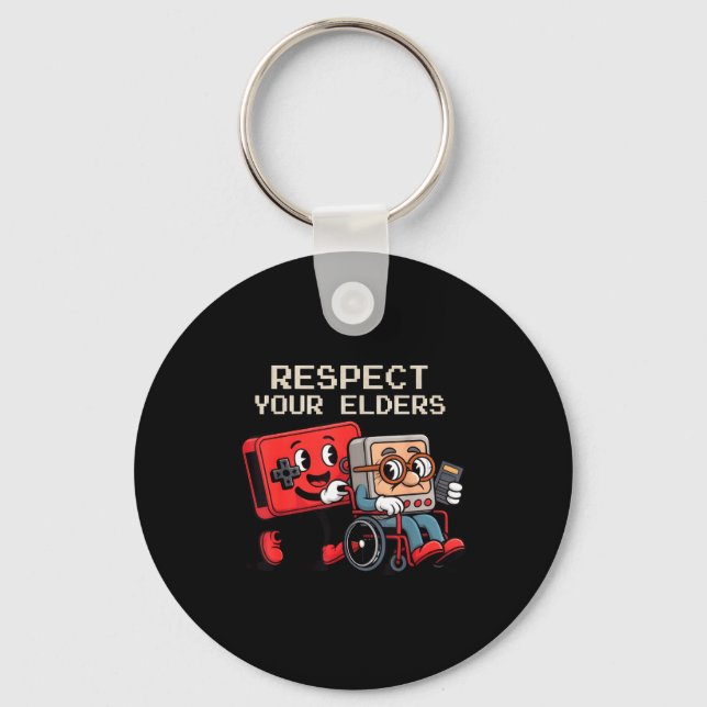 Porte-clés Respect Your Elders Gaming Control Retro Funny Gam (Recto)