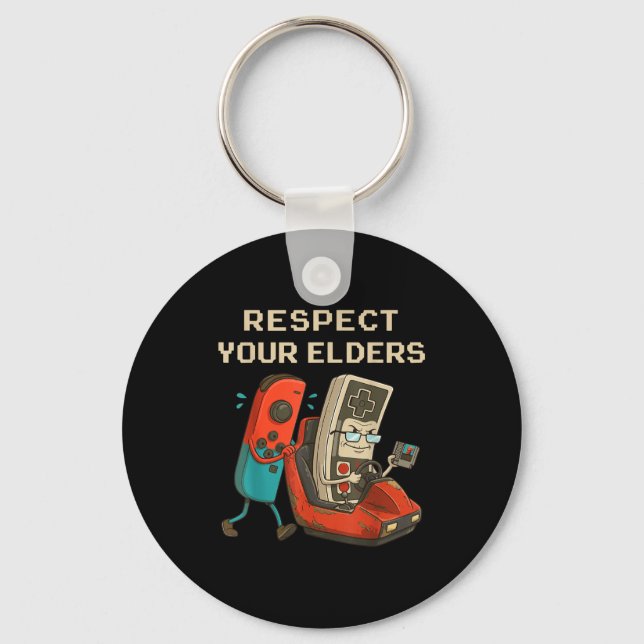 Porte-clés Respect Your Elders Retro Gaming Funny Gamer Contr (Recto)