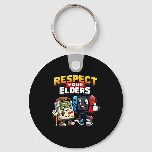 Porte-clés Respect Your Elders Retro Gaming Funny Gamer Contr (Recto)