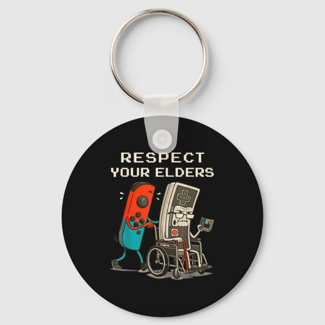Porte-clés Respect Your Elders Retro Gaming Funny Gamer Contr (Recto)