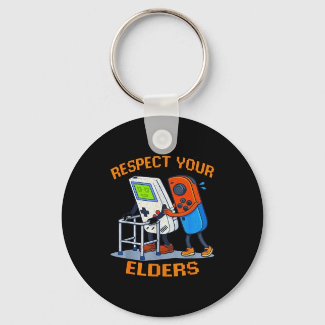 Porte-clés Respect Your Elders Retro Gaming Funny Gamer Contr (Recto)