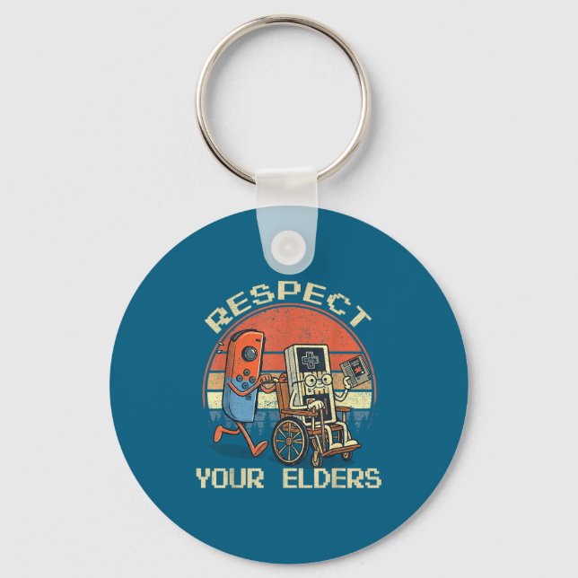 Porte-clés Respect Your Elders Retro Gaming Funny Gamer Contr (Recto)