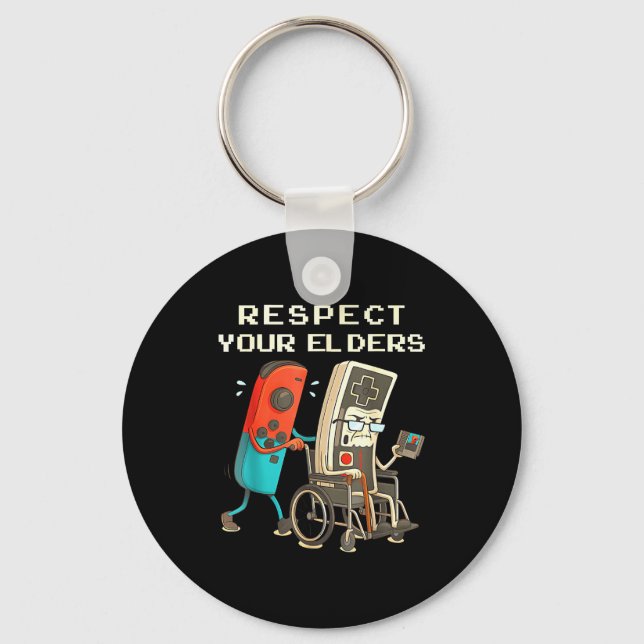 Porte-clés Respect Your Elders Retro Gaming Funny Gamer Contr (Recto)