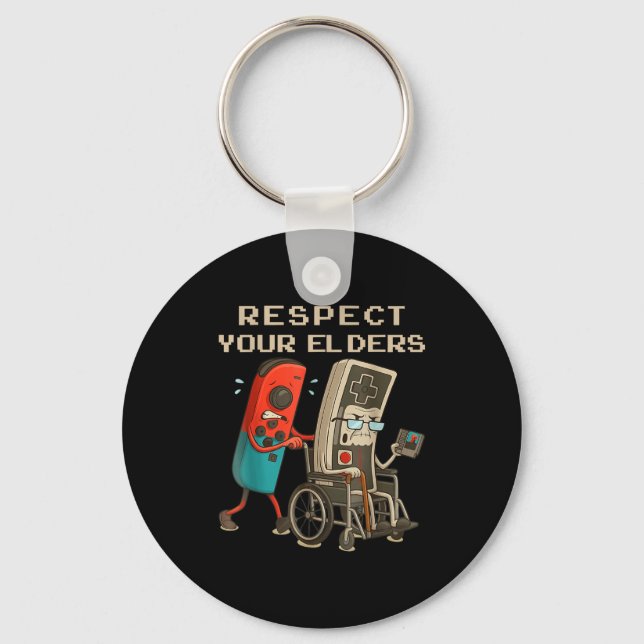 Porte-clés Respect Your Elders Retro Gaming Funny Gamer Contr (Recto)