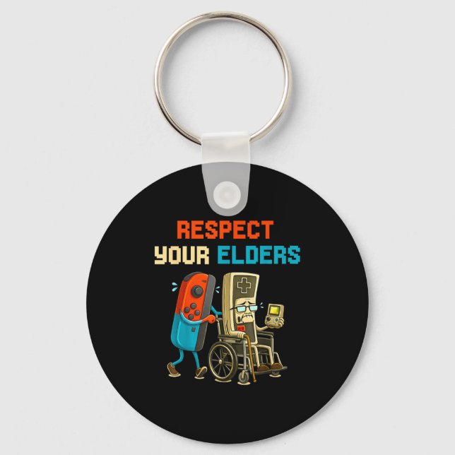 Porte-clés Respect Your Elders Retro Gaming Funny Gamer Contr (Recto)