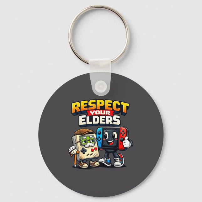 Porte-clés Respect Your Elders Retro Gaming Funny Gamer Contr (Recto)