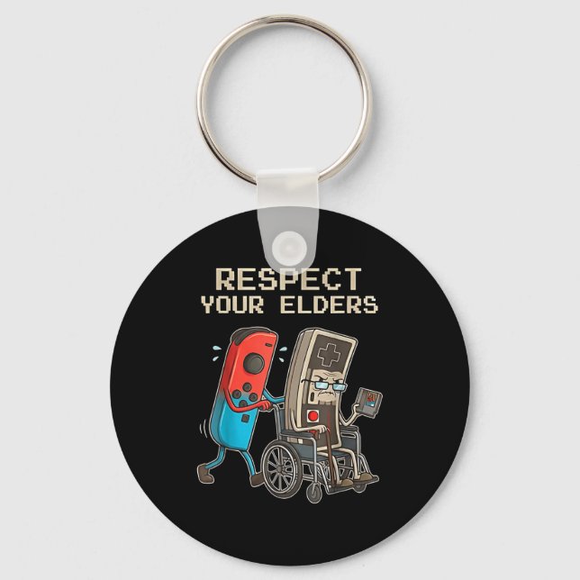 Porte-clés Respect Your Elders Retro Gaming Funny Gamer Contr (Recto)