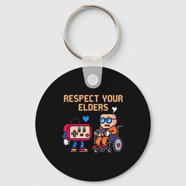 Porte-clés Respect Your Elders Retro Gaming Funny Gamer Contr (Recto)
