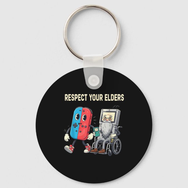 Porte-clés Respect Your Elders Retro Gaming Funny Gamer Contr (Recto)