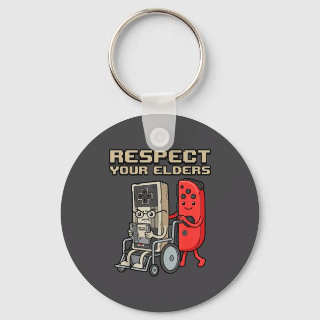 Porte-clés Respect Your Elders Retro Gaming Funny Gamer Contr (Recto)