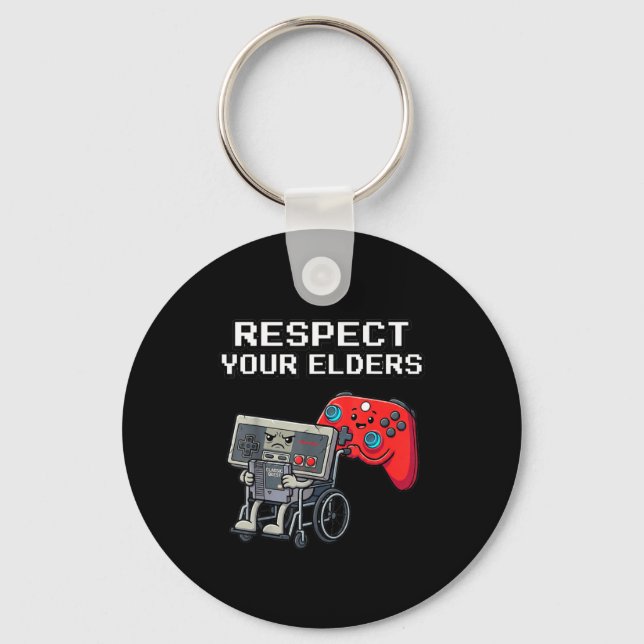 Porte-clés Respect Your Elders Retro Gaming Funny Gamer Contr (Recto)