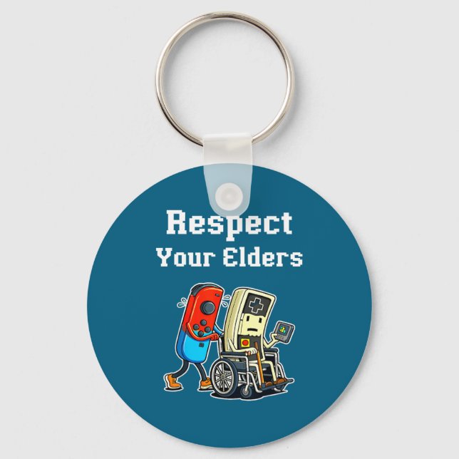 Porte-clés Respect Your Elders Retro Gaming Funny Gamer Contr (Recto)