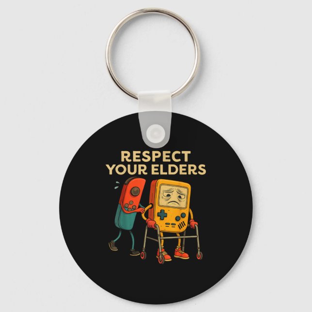Porte-clés Respect Your Elders Retro Gaming Funny Gamer Contr (Recto)