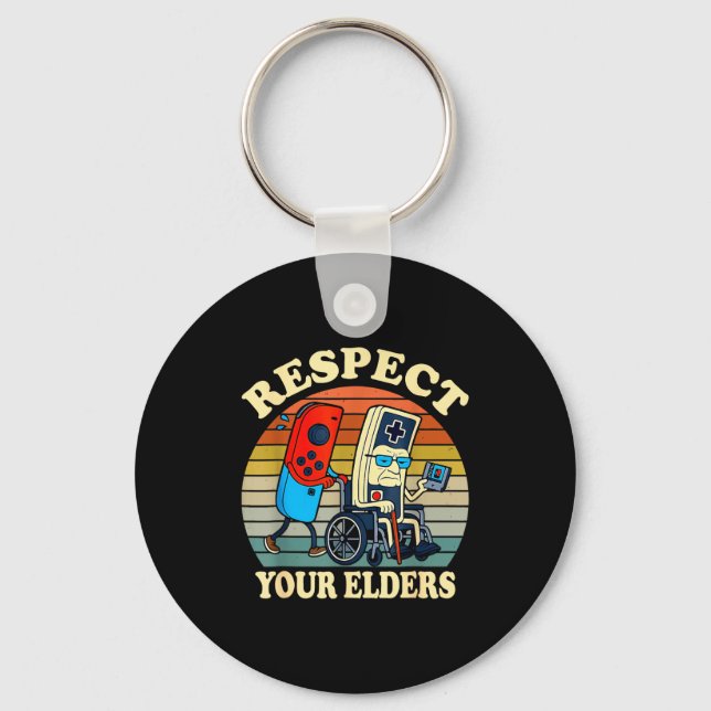Porte-clés Respect Your Elders Retro Gaming Funny Gamer Contr (Recto)