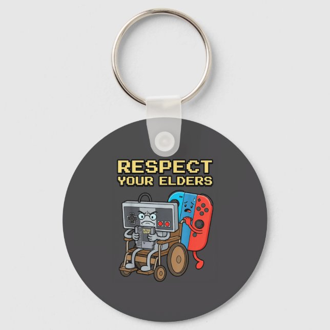 Porte-clés Respect Your Elders Retro Gaming Funny Gamer Contr (Recto)