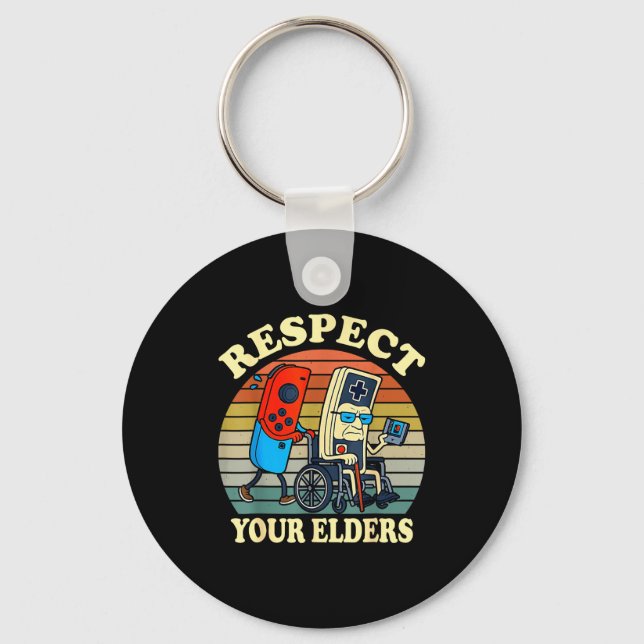 Porte-clés Respect Your Elders Retro Gaming Funny Gamer Contr (Recto)
