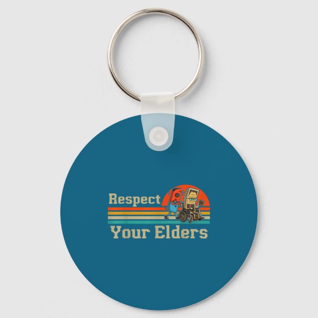 Porte-clés Respect Your Elders Retro Gaming Funny Gamer Contr (Recto)