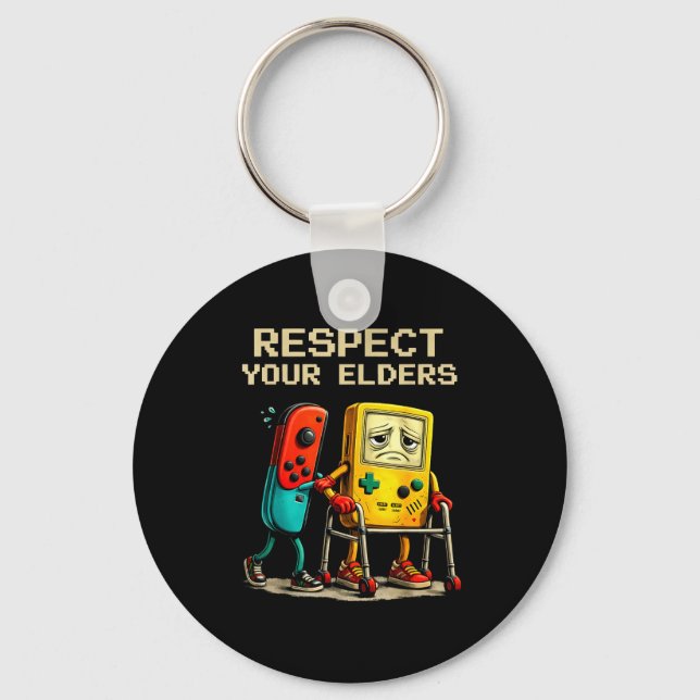 Porte-clés Respect Your Elders Retro Gaming Funny Gamer Contr (Recto)