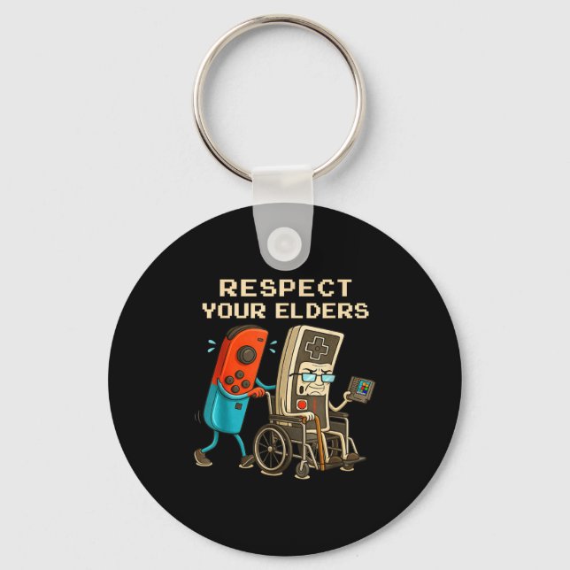 Porte-clés Respect Your Elders Retro Gaming Funny Gamer Contr (Recto)