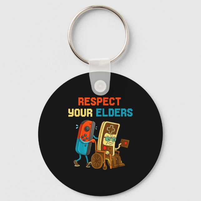 Porte-clés Respect Your Elders Retro Gaming Funny Gamer Contr (Recto)