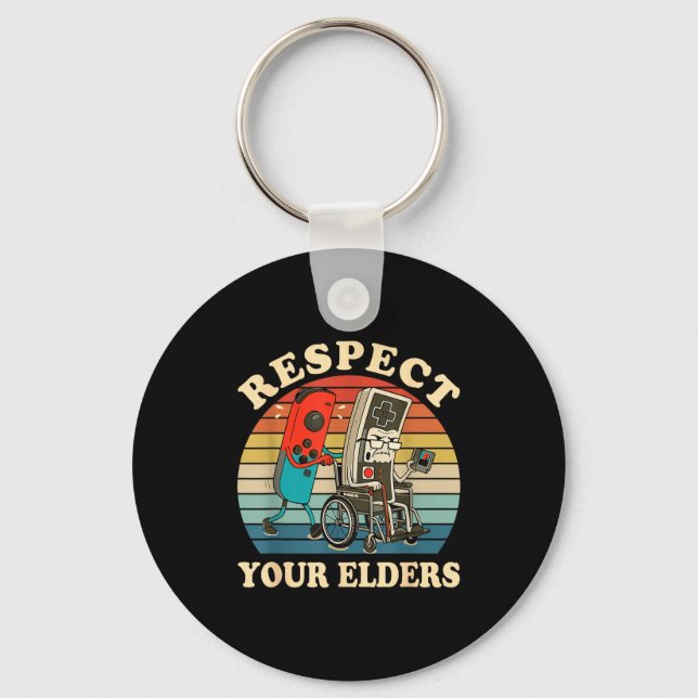 Porte-clés Respect Your Elders Retro Gaming Funny Gamer Contr (Recto)