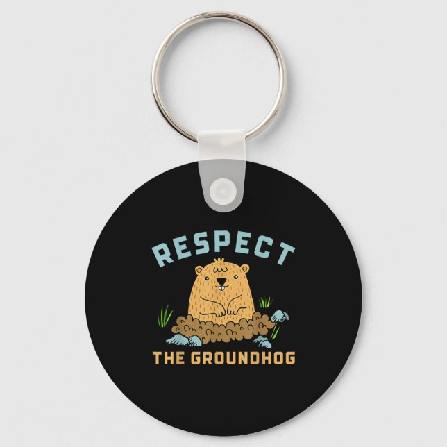 Porte-clés Respecter la marmotte Image drôle de chuck en bois (Recto)