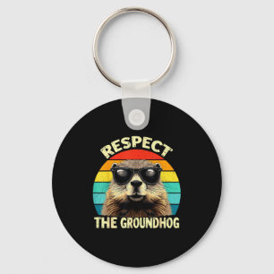 Porte-clés Respecter l'amant du groundhog vintage animal sol