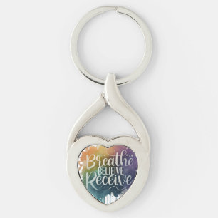 Porte-clés Respirer, Croire, Recevoir - Coeur tordu