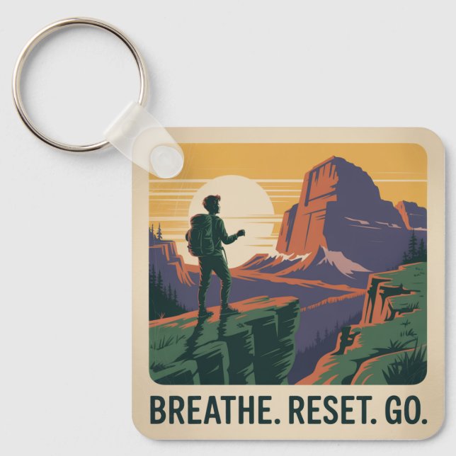Porte-clés Respirez. Réinitialisez. Allez. (Recto)