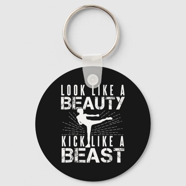 Porte-clés Ressembler à Beauté Kick Comme Bête Kickboxer Athl (Recto)