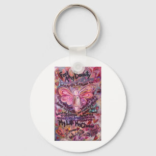 Porte-clés Ressentez ma beauté Ange du cancer rose rose