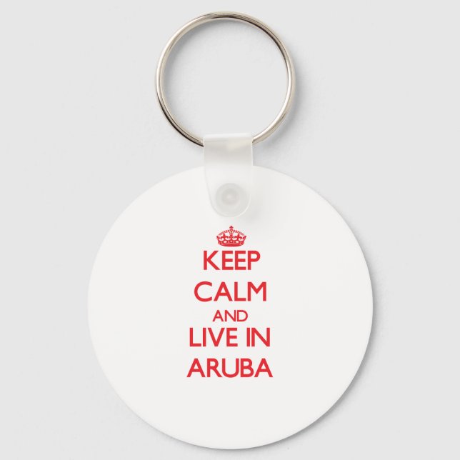 Porte-clés Restez au calme et vivez à Aruba (Recto)