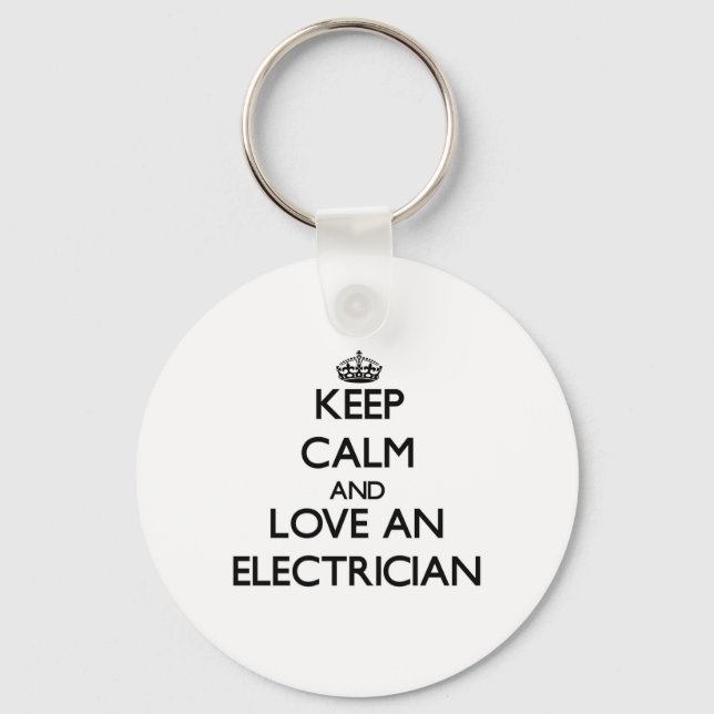 Porte-clés Restez calme et aimez un électricien (Recto)