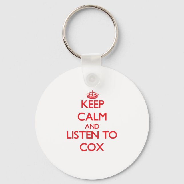 Porte-clés Restez calme et écoutez Cox (Recto)