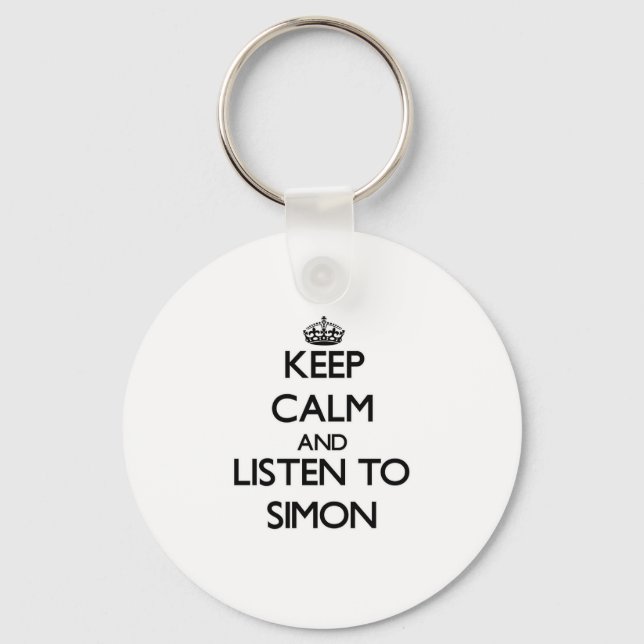 Porte-clés Restez calme et écoutez Simon (Recto)