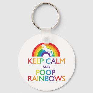 Porte-clés Restez calme et Poop Rainbows Unicorn