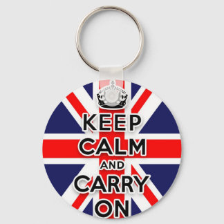 Porte-clés restez calme et portez le drapeau Union Jack