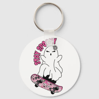 Porte-clés "Restez Éffrayant" Fantôme sur un skateboard - Coo