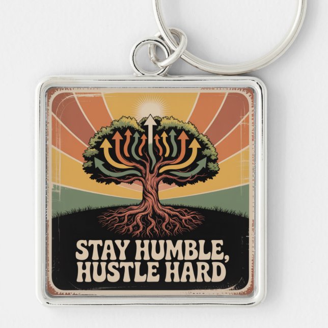Porte-clés Restez humble, travaillez dur (Devant)