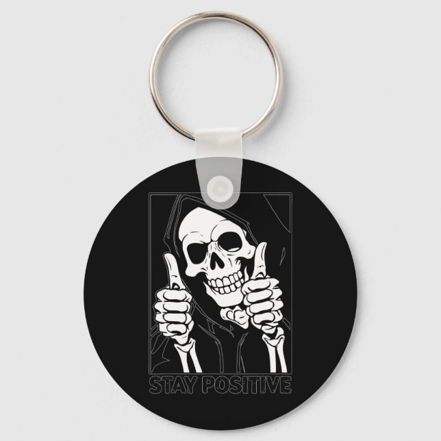 Porte-clés Restez positif Skeleton Grim Reaper Halloween (Recto)